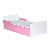 Posteľ Bb08  S matracom biely+Ružová