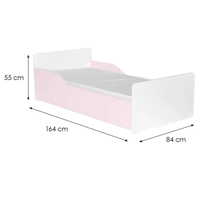 Posteľ Bb08  S matracom biely+Ružová,2