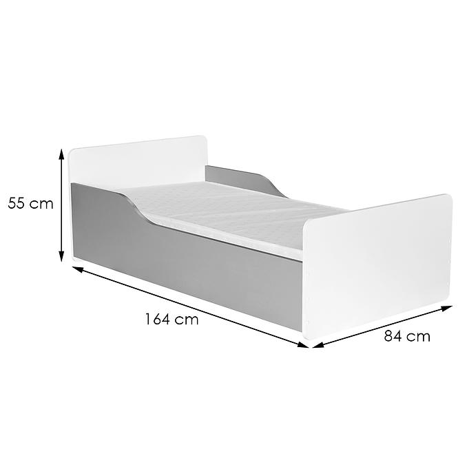 Posteľ Bb08  S matracom biely+Šedá,2