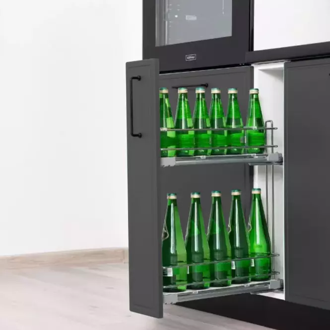 Kuchynské skrinka Emily D60PK MV 2133 PL čierny hrášok