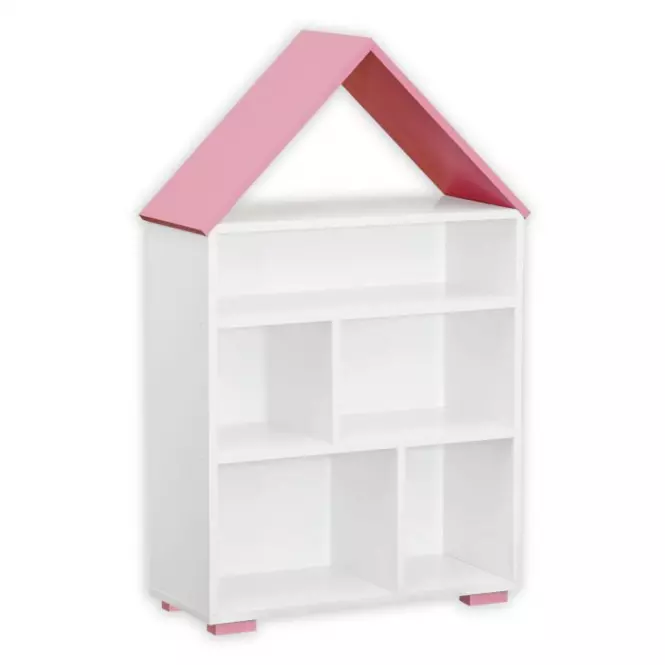 Regál Bb01  domček biela+ružová