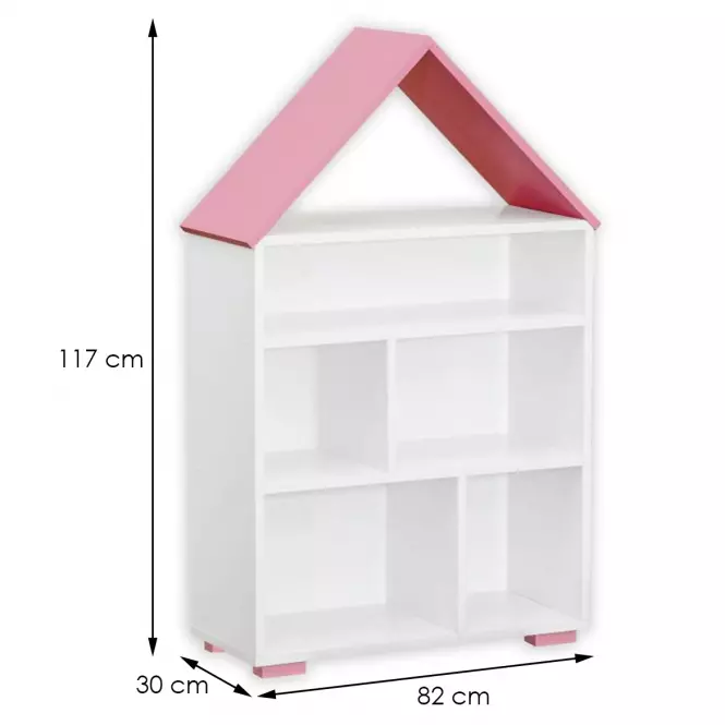 Regál Bb01  domček biela+ružová,2