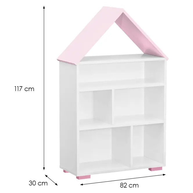 Regál Bb01  domček biela+ružová