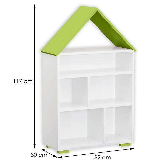 Detský regál domček  Bb01  biela/zelená