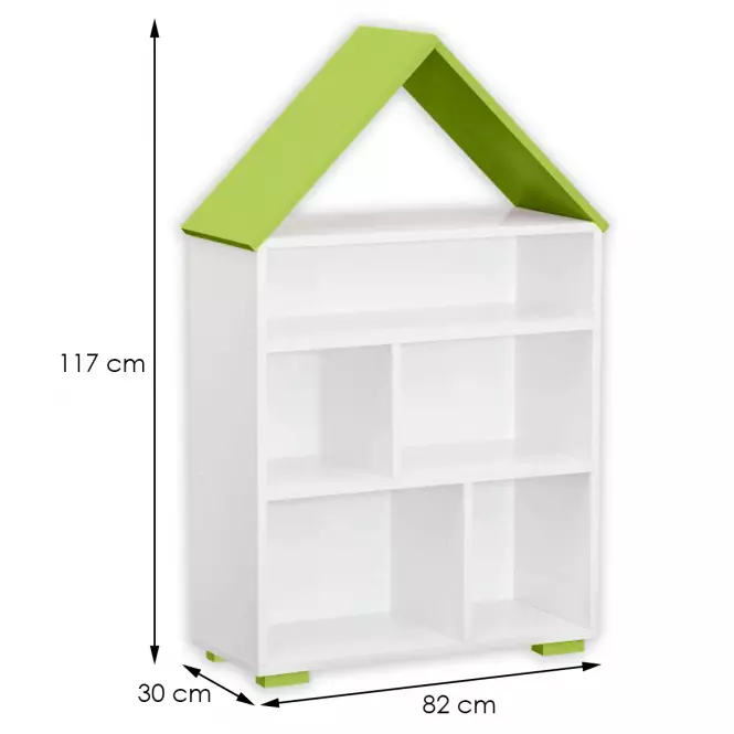 Detský regál domček  Bb01  biela/zelená,2