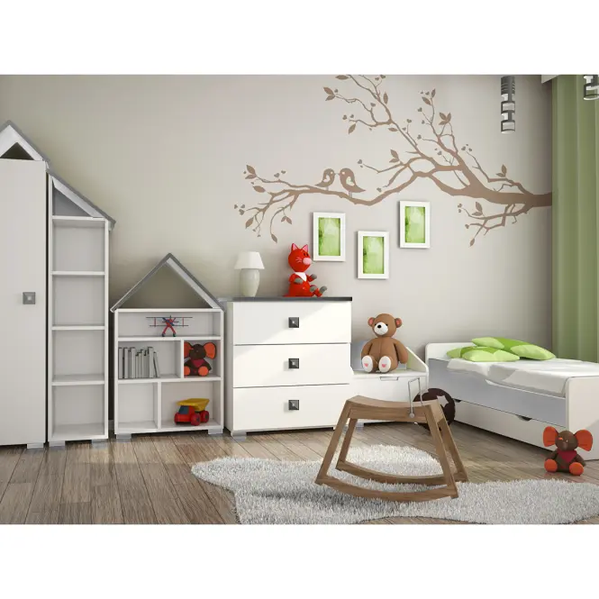 Regál Bb01 domček bielo-sivý