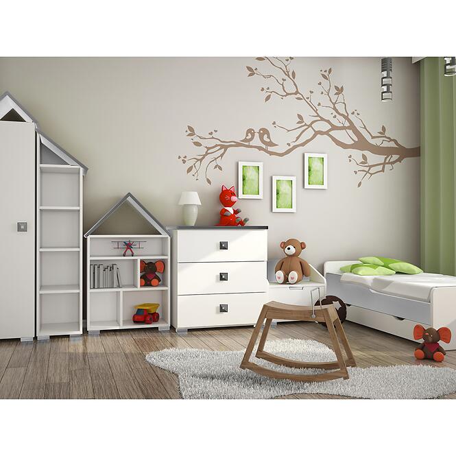 Regál Bb02  3p biela+sivá,3