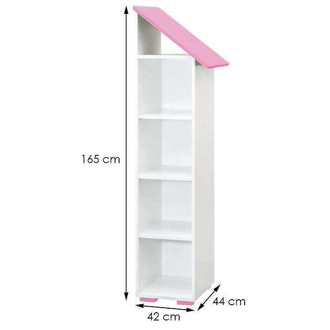 Regál Bb03  4p pravý biela+ružová,2
