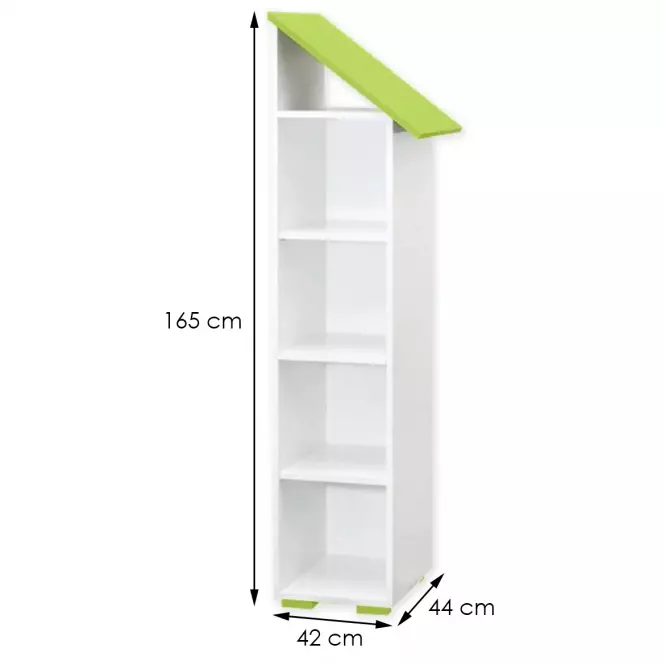 Regál Bb03  4p Pravá Biely+Zielony