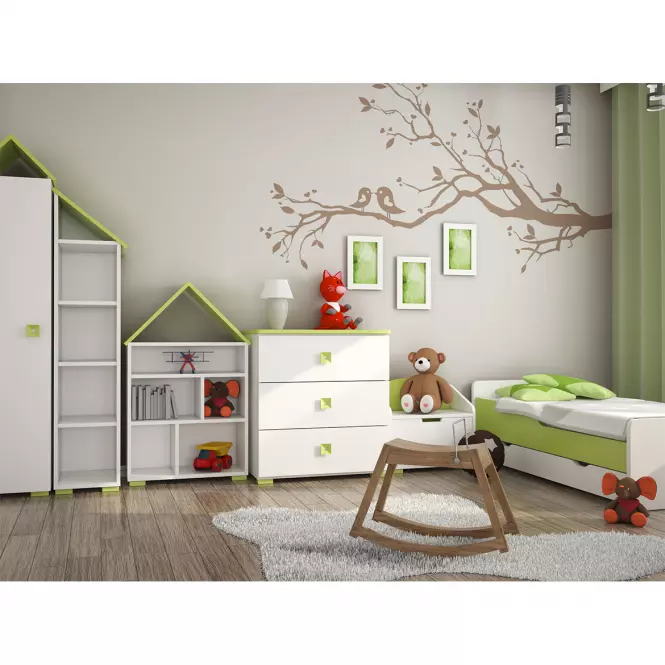Regál Bb03  4p Pravá Biely+Zielony
