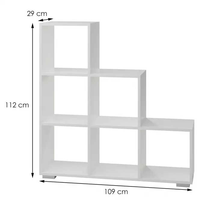 Regál schody 3x3 biely