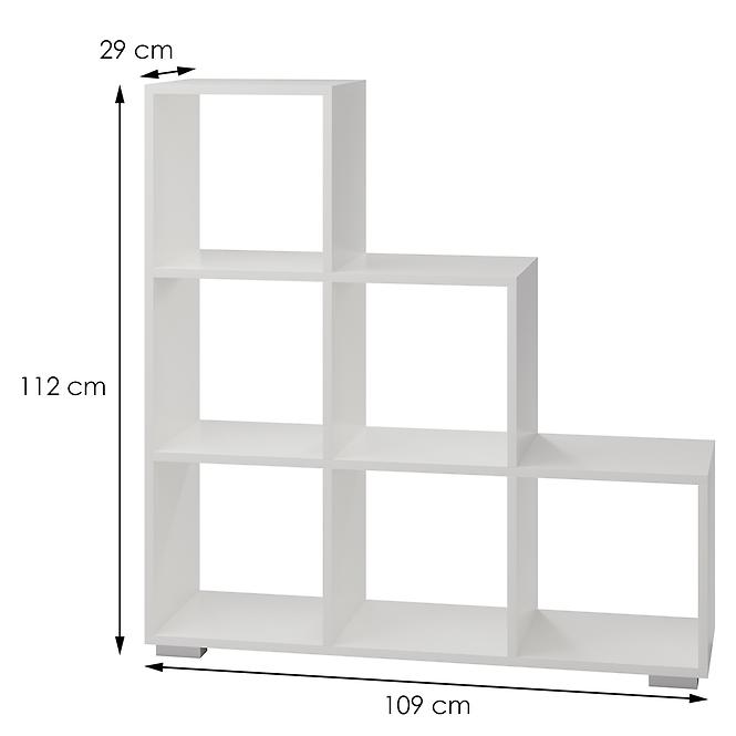 Regál schody 3x3 biely