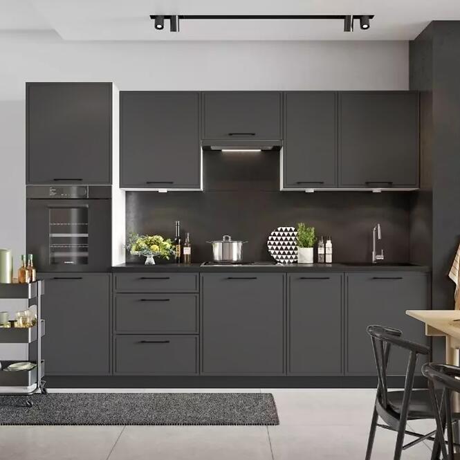 Kuchynské skrinka Emily W60/68 Slim Pl so strieborným digestorom čierny hrášok,6