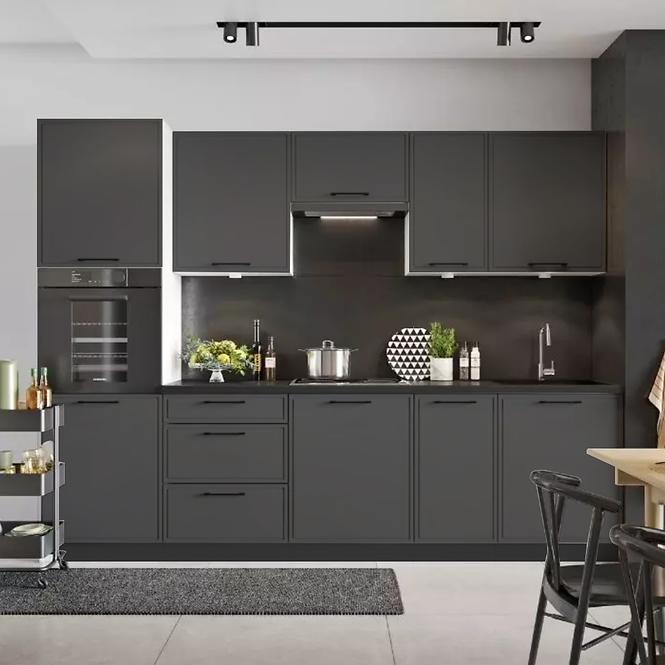 Kuchynské skrinka Emily W60/68 Slim Pl s čiernou kapucňou čierny hrášok