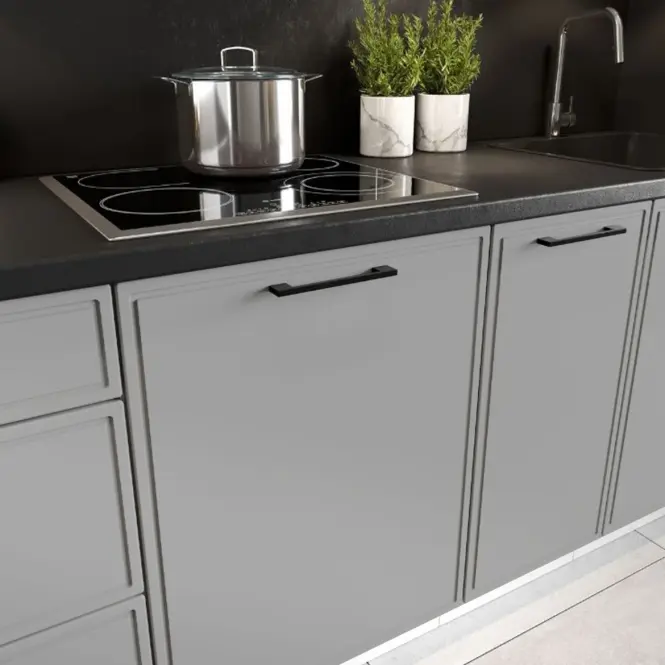 Kuchynské skrinka Emily W60/68 Slim Pl so strieborným digestorom  Dast Grey