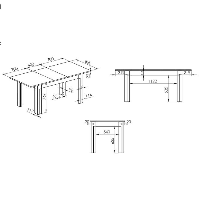 Rozkladací stôl Lille 15 140/180x82cm Biely Mat/Dub Lefkas