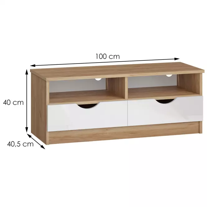 TV stolík Tymeo 2s D.Craft Zlatý+Biely Lesk,2
