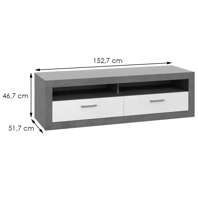 TV stolík  Trebbia  4d Betón/biely lesk,2