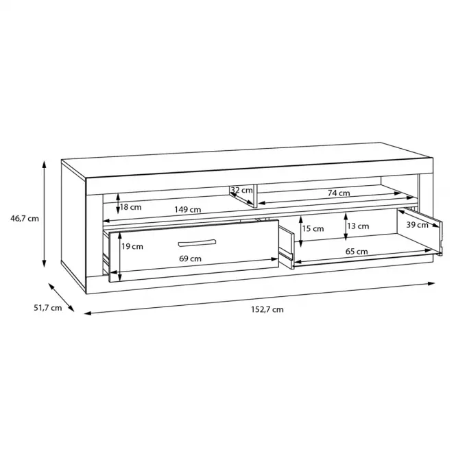TV stolík  Trebbia  4d Betón/biely lesk,7