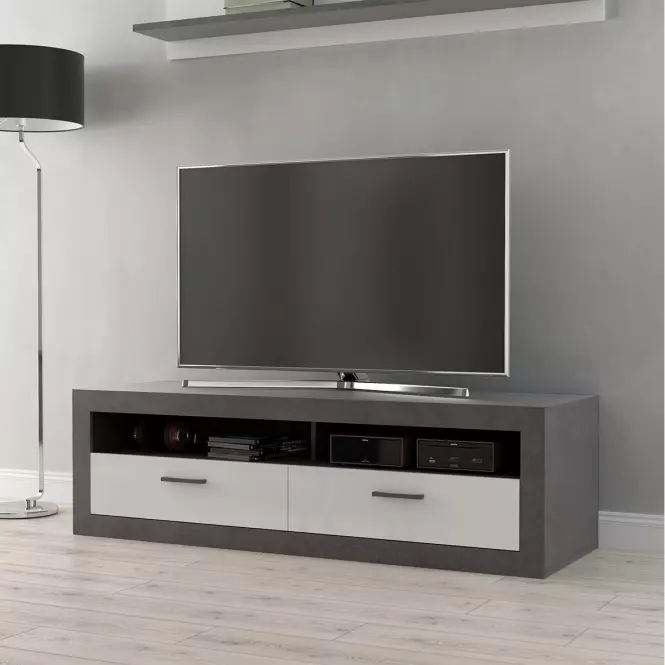 TV stolík  Trebbia  4d Betón/biely lesk,8