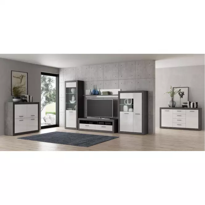 TV stolík  Trebbia  4d Betón/biely lesk,9