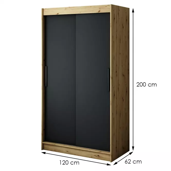 Skriňa Halifax T 120 Dub Artisan/čierna