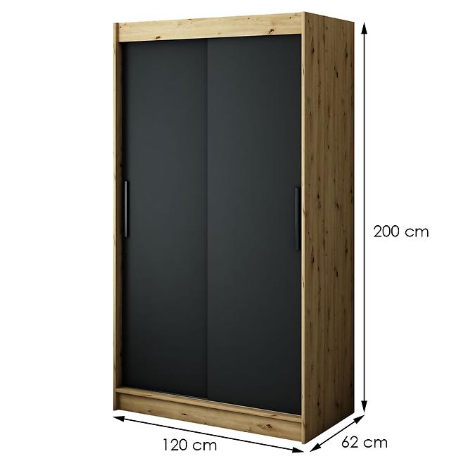 Skriňa Halifax T 120 Dub Artisan/čierna