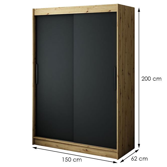 Skriňa Halifax T 150 Dub Artisan/čierna