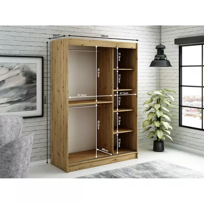 Skriňa Halifax T 150 Dub Artisan/čierna