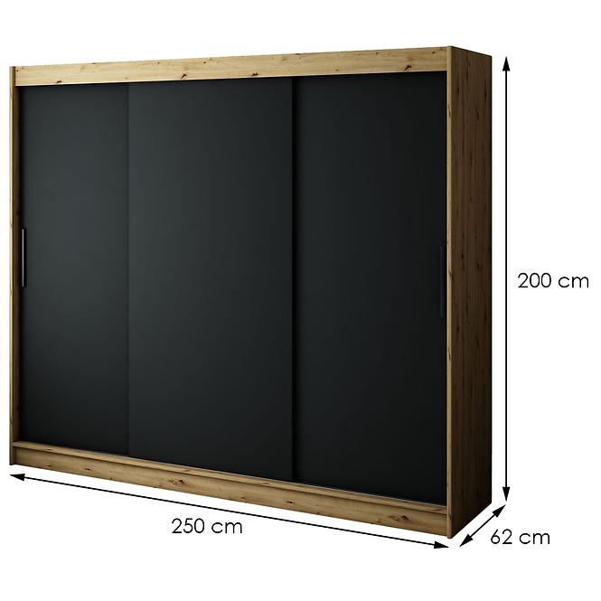 Skriňa Halifax T 250 Dub Artisan/čierna,2