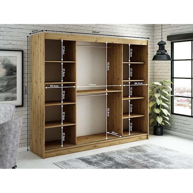 Skriňa Halifax T 250 Dub Artisan/čierna