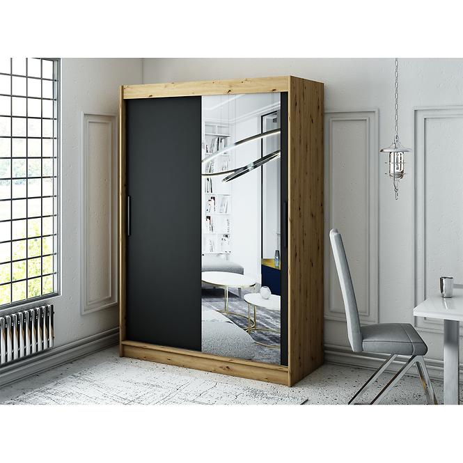Skriňa Halifax T2 150 Dub Artisan/čierna/Zrkadlo