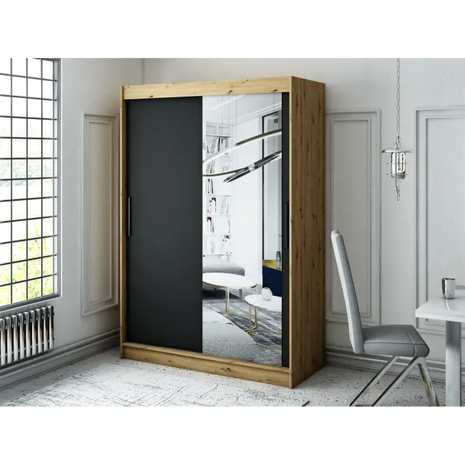 Skriňa Halifax T2 150 Dub Artisan/čierna/Zrkadlo,6