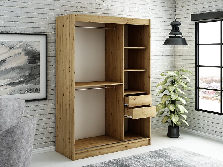 Skriňa Halifax V4 150 Dub Artisan/čierna/Zrkadlo,5