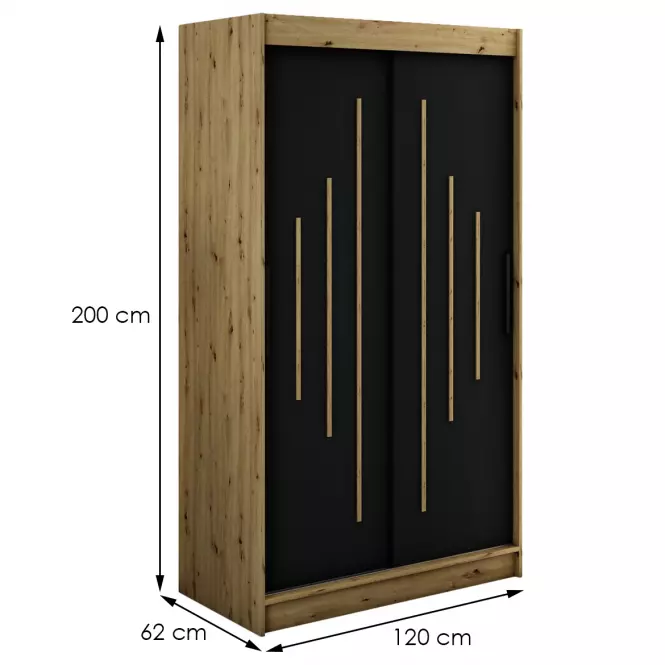 Skriňa Halifax Y 120 Dub Artisan/čierna