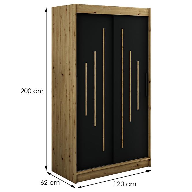 Skriňa Halifax Y 120 Dub Artisan/čierna