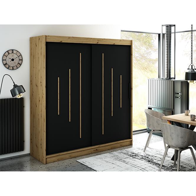 Skriňa Halifax Y 200 Dub Artisan/čierna