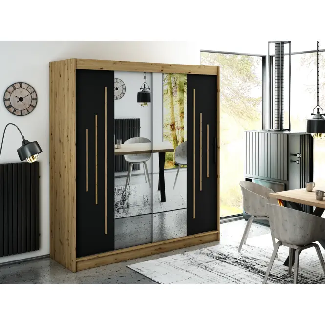 Skriňa Halifax Y1 200 Dub Artisan/čierna/Zrkadlo,6