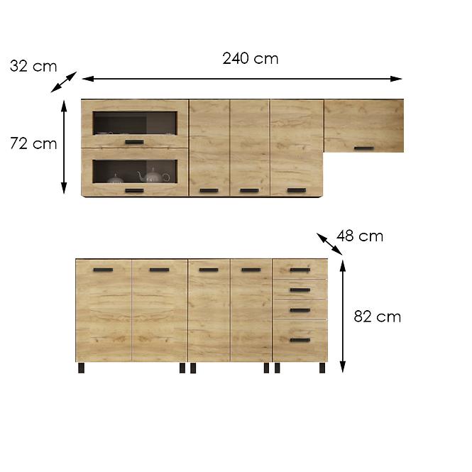 Kuchynská linka Lucjan 240 bez dosky dub artisan