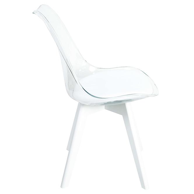 Stolička Camila transparentná/biele sedadlo/biele nohy