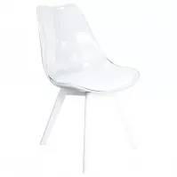 Stolička Camila transparentná/biele sedadlo/biele nohy