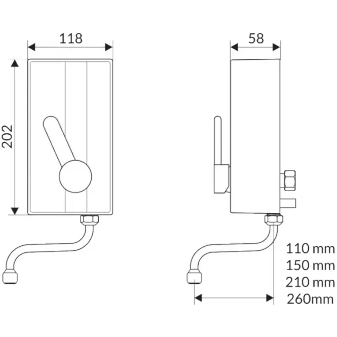 Elektrický ohrievač vody mix 3,5 kW Perfect 150 mm