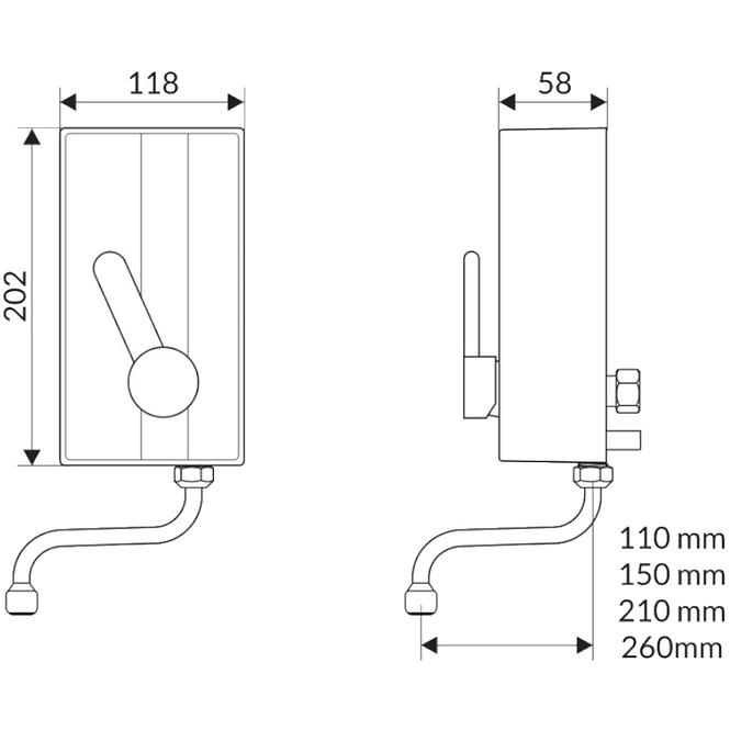 Elektrický ohrievač vody mix 3,5 kW Perfect 150 mm,2