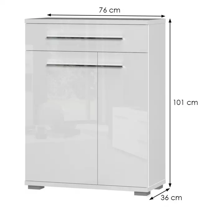 Komoda 2d1s Piano Cpl21 lakovaná Biely Lesk