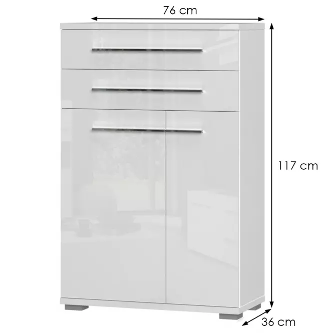 Komoda 2d2s Piano Cpl22 lakovaná Biely Lesk