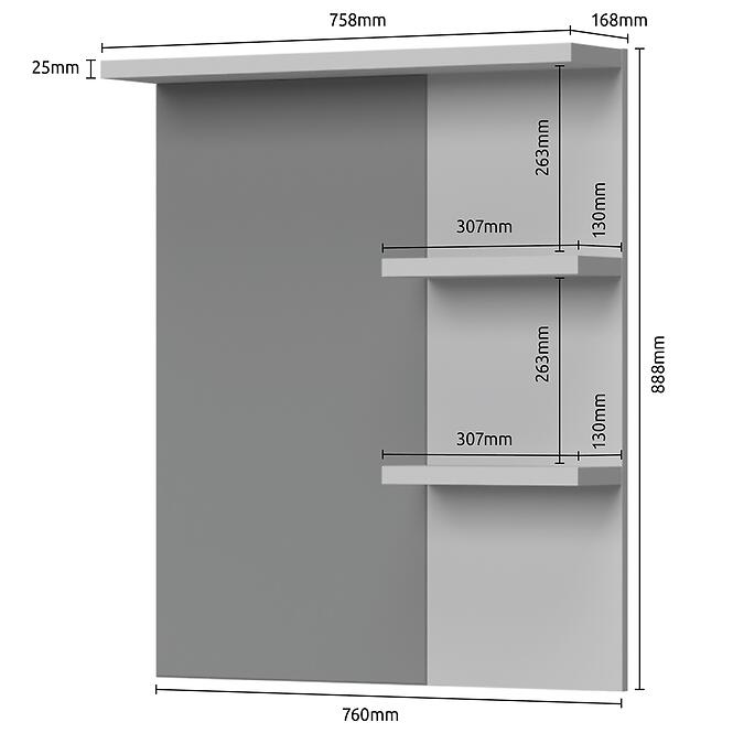 Zrkadlo LED + police Piano Ogp biele lesk,4
