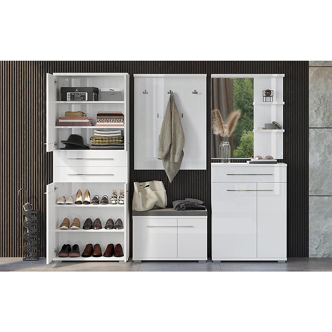 Zrkadlo LED + police Piano Ogp biele lesk,6