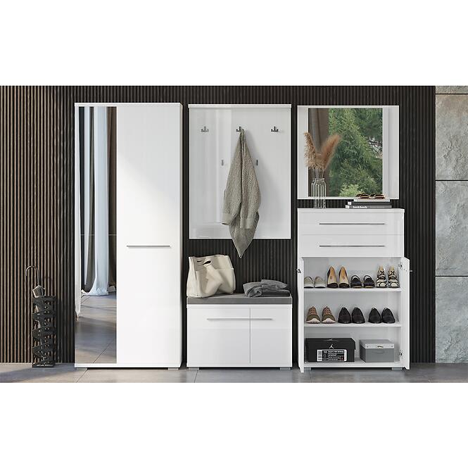 Zrkadlo LED + police Piano Ogp biele lesk,8