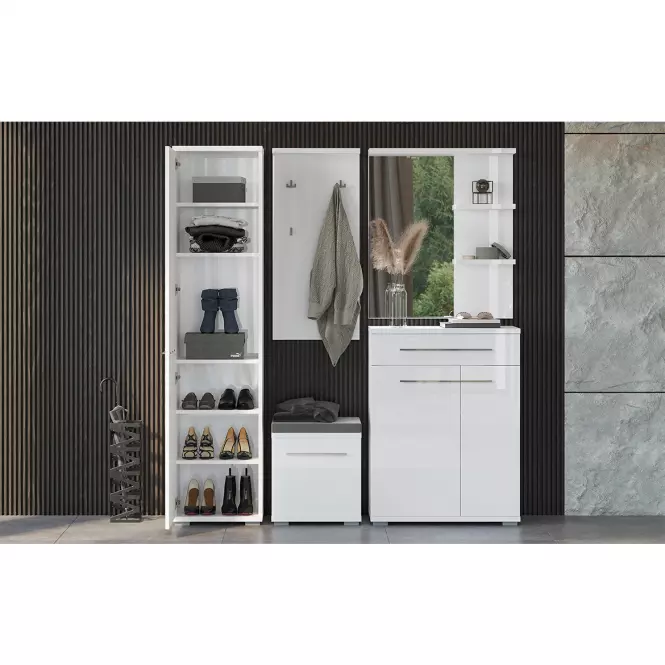 Zrkadlo Led+Półki Piano Ogp Biely Lesk,12