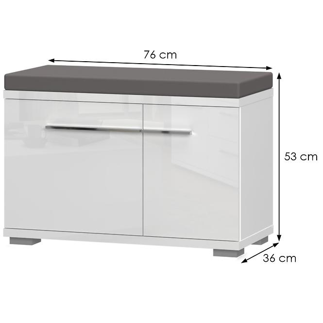 Skrinka na topánky Piano K2 lakovaná biely lesk,3